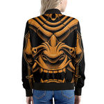 Japanese Warrior Mask Print Women's Bomber Jacket