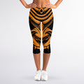 Japanese Warrior Mask Print Women's Capri Leggings