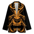 Japanese Warrior Mask Print Women's Cotton Blazer