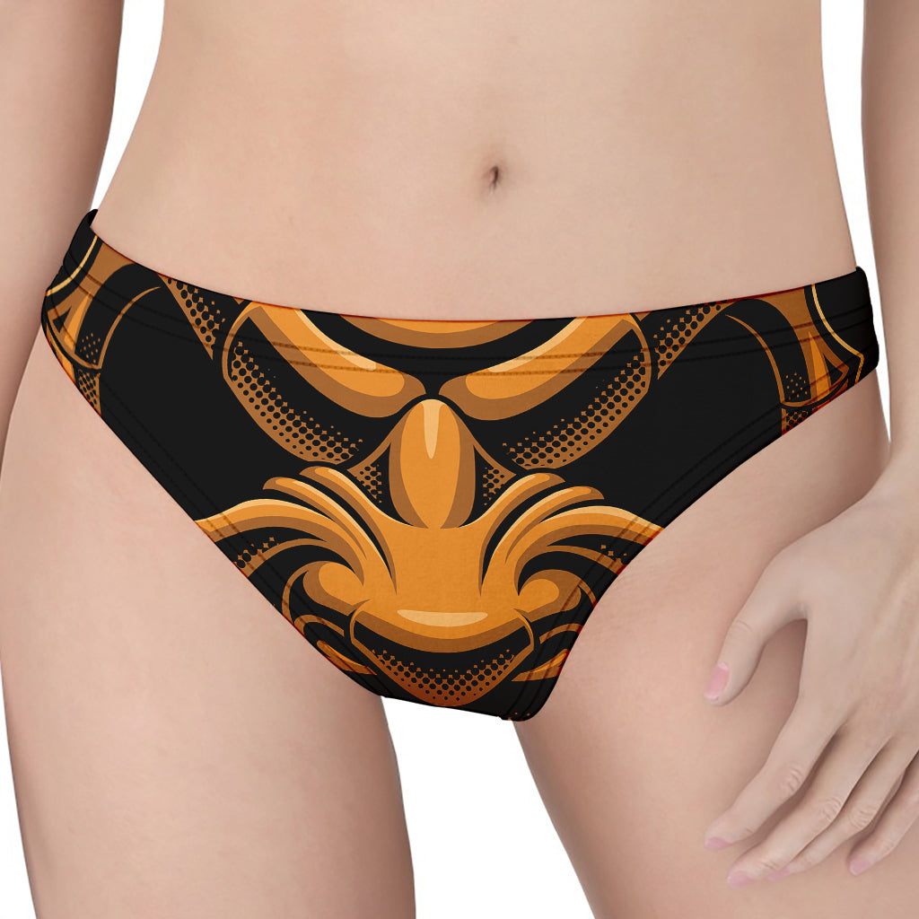 Japanese Warrior Mask Print Women's Thong