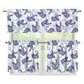 Japanese White Tiger Pattern Print 3 Piece Kitchen Curtains