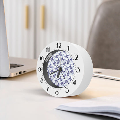 Japanese White Tiger Pattern Print Alarm Clock