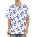Japanese White Tiger Pattern Print Aloha Shirt