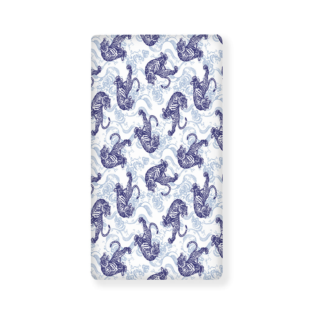 Japanese White Tiger Pattern Print Baby Crib Sheet