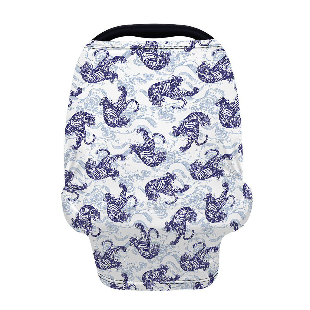 Japanese White Tiger Pattern Print Baby Seat Cover