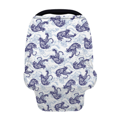 Japanese White Tiger Pattern Print Baby Seat Cover