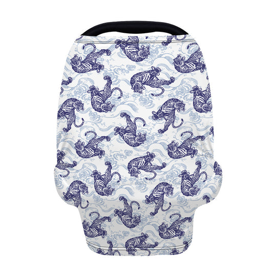Japanese White Tiger Pattern Print Baby Seat Cover