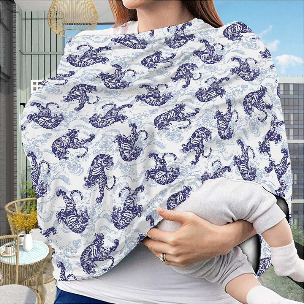 Japanese White Tiger Pattern Print Baby Seat Cover