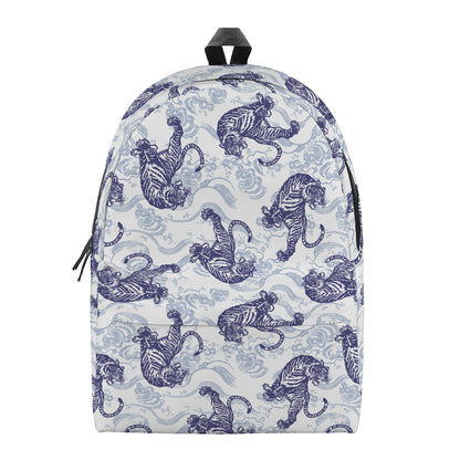Japanese White Tiger Pattern Print Backpack