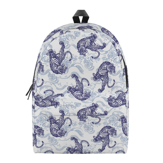 Japanese White Tiger Pattern Print Backpack