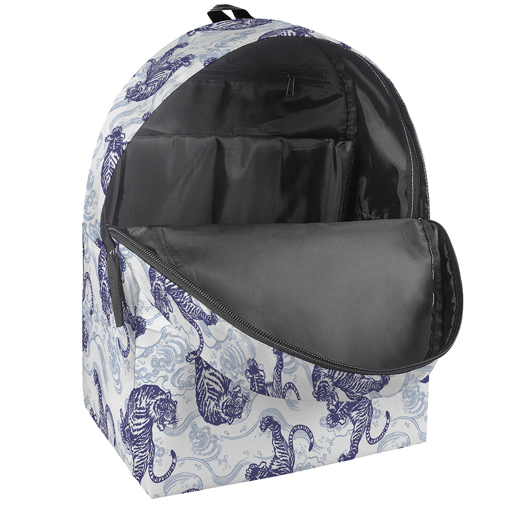 Japanese White Tiger Pattern Print Backpack