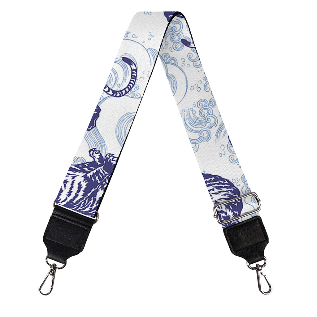 Japanese White Tiger Pattern Print Bag Strap
