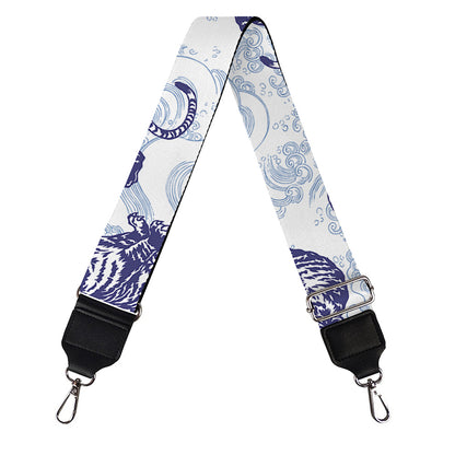 Japanese White Tiger Pattern Print Bag Strap