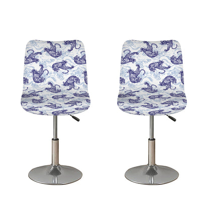 Japanese White Tiger Pattern Print Bar Stool Covers
