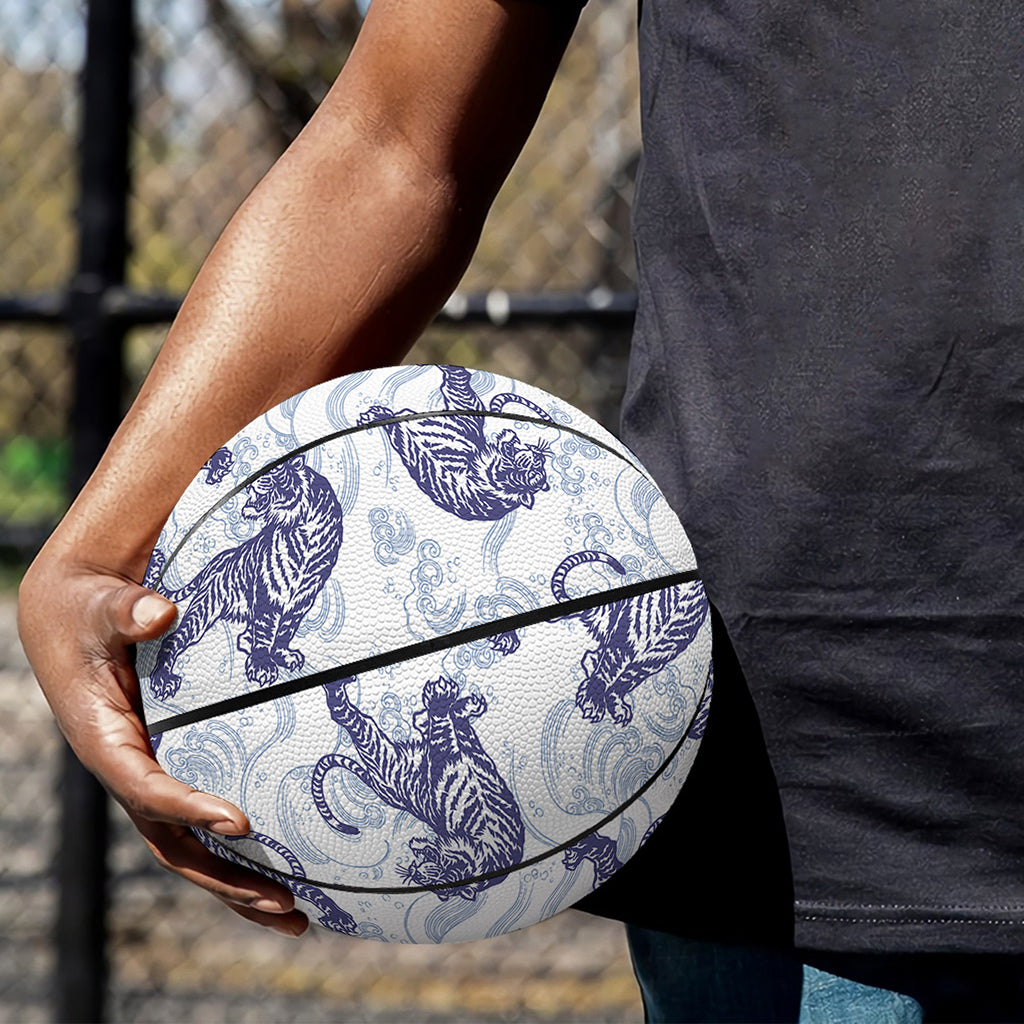 Japanese White Tiger Pattern Print Basketball