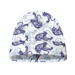 Japanese White Tiger Pattern Print Beanie