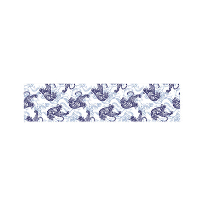 Japanese White Tiger Pattern Print Bed Runner