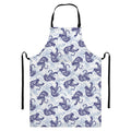 Japanese White Tiger Pattern Print Bib Apron With Pocket