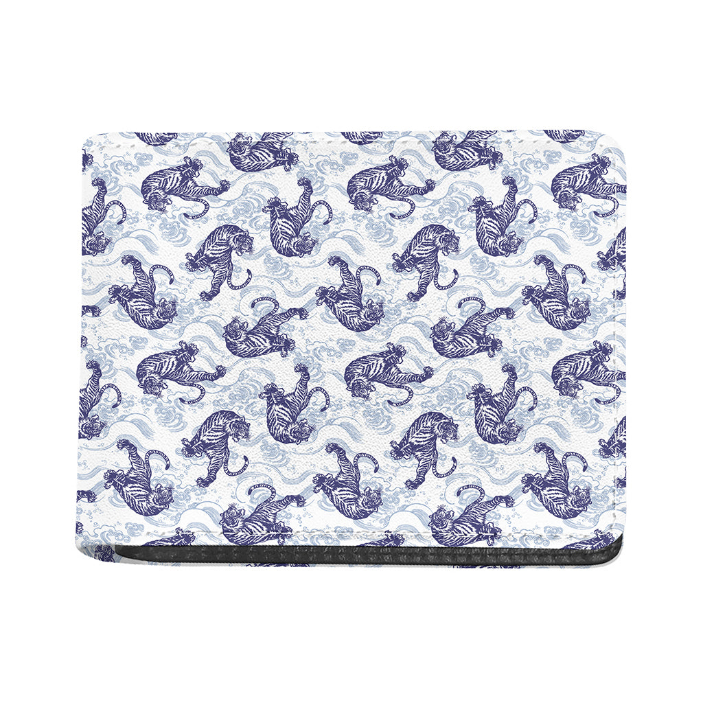 Japanese White Tiger Pattern Print Bifold Wallet