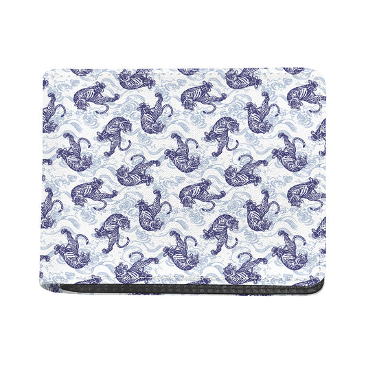Japanese White Tiger Pattern Print Bifold Wallet