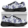 Japanese White Tiger Pattern Print Black Chunky Shoes