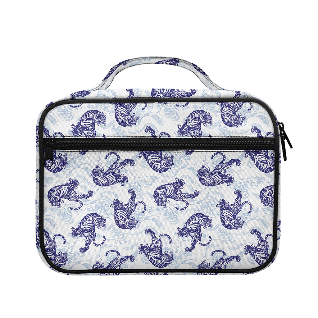 Japanese White Tiger Pattern Print Briefcase Bible Bag
