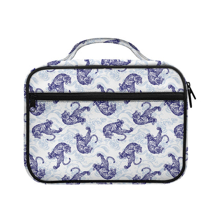 Japanese White Tiger Pattern Print Briefcase Bible Bag