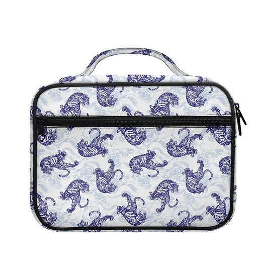 Japanese White Tiger Pattern Print Briefcase Bible Bag