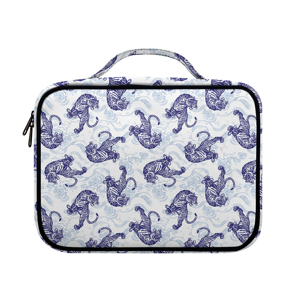 Japanese White Tiger Pattern Print Briefcase Bible Bag