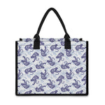Japanese White Tiger Pattern Print Canvas Tote Bag