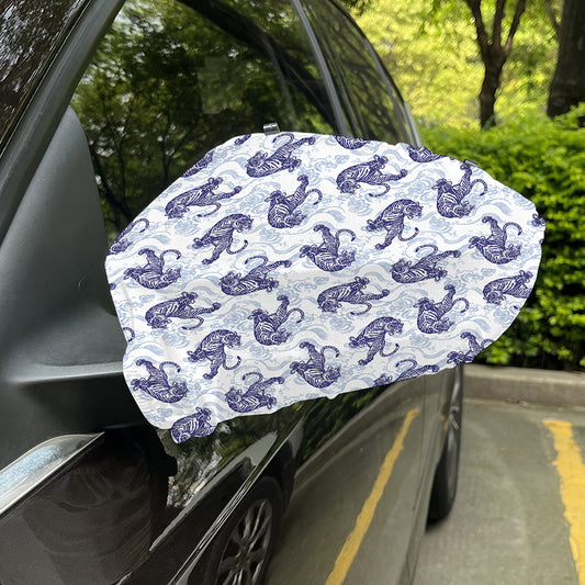 Japanese White Tiger Pattern Print Car Side Mirror Covers