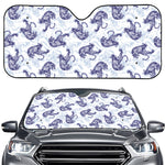 Japanese White Tiger Pattern Print Car Windshield Sun Shade