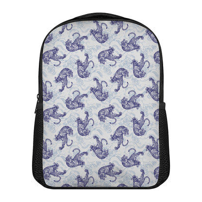 Japanese White Tiger Pattern Print Casual Backpack