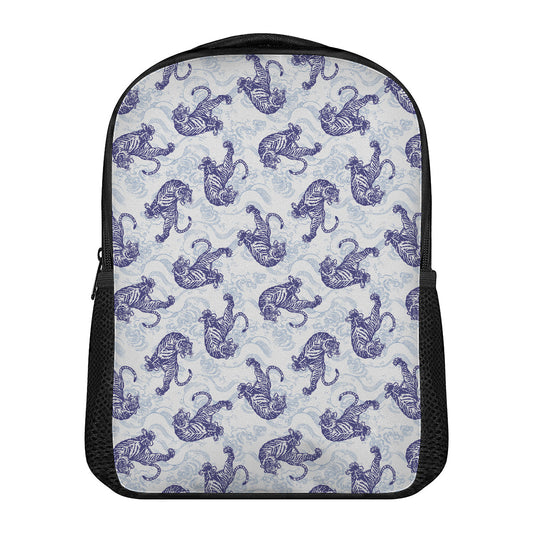 Japanese White Tiger Pattern Print Casual Backpack