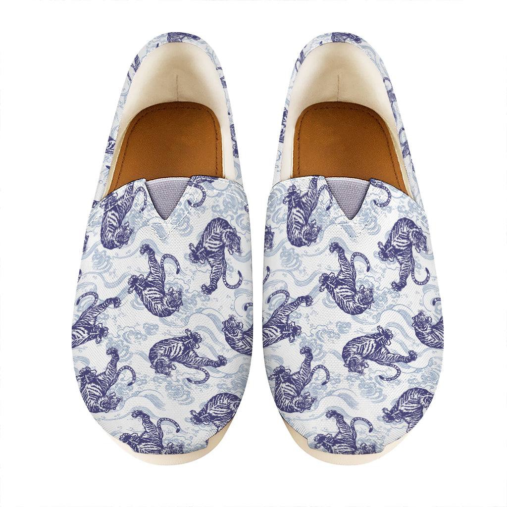 Japanese White Tiger Pattern Print Casual Shoes