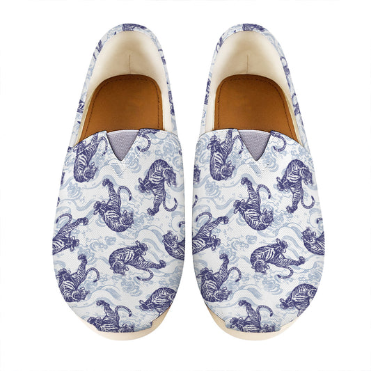 Japanese White Tiger Pattern Print Casual Shoes
