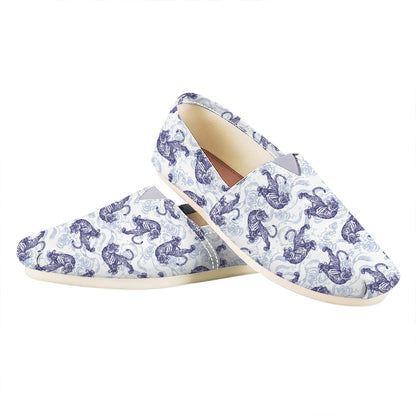 Japanese White Tiger Pattern Print Casual Shoes