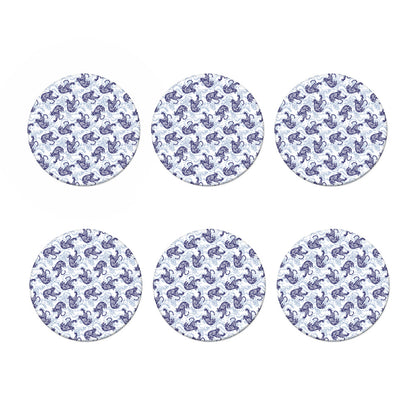 Japanese White Tiger Pattern Print Coaster Set