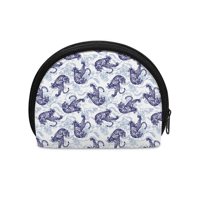 Japanese White Tiger Pattern Print Coin Purse