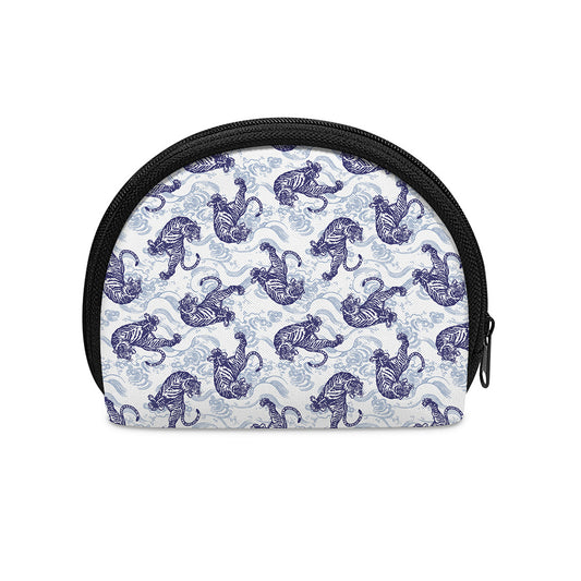 Japanese White Tiger Pattern Print Coin Purse