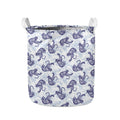 Japanese White Tiger Pattern Print Collapsible Laundry Basket