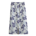 Japanese White Tiger Pattern Print Cotton Front Slit Maxi Skirt