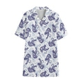 Japanese White Tiger Pattern Print Cotton Hawaiian Shirt