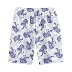 Japanese White Tiger Pattern Print Cotton Shorts