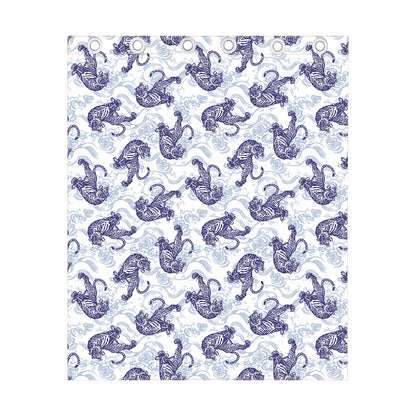 Japanese White Tiger Pattern Print Curtain