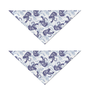 Japanese White Tiger Pattern Print Dog Bandana