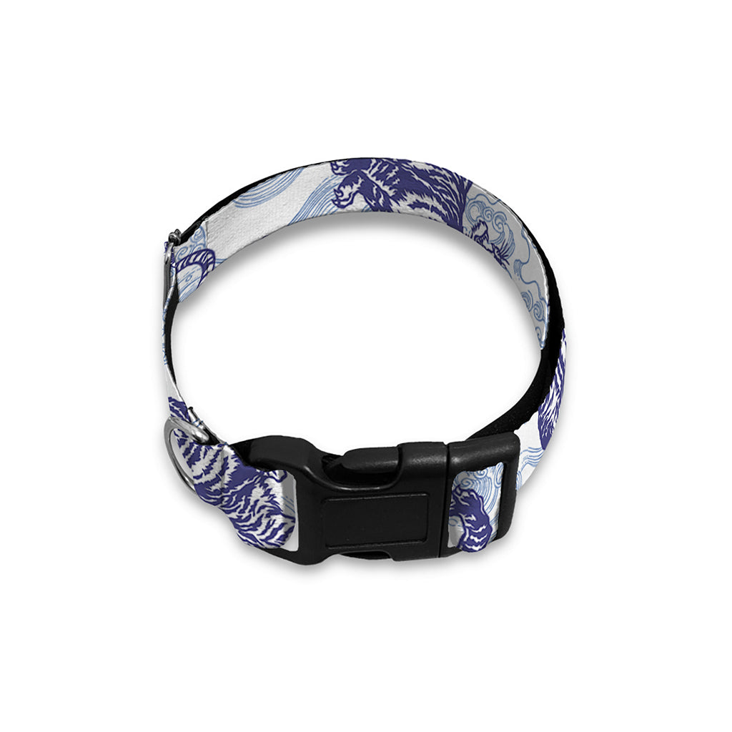 Japanese White Tiger Pattern Print Dog Collar