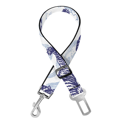 Japanese White Tiger Pattern Print Dog Seat Belt
