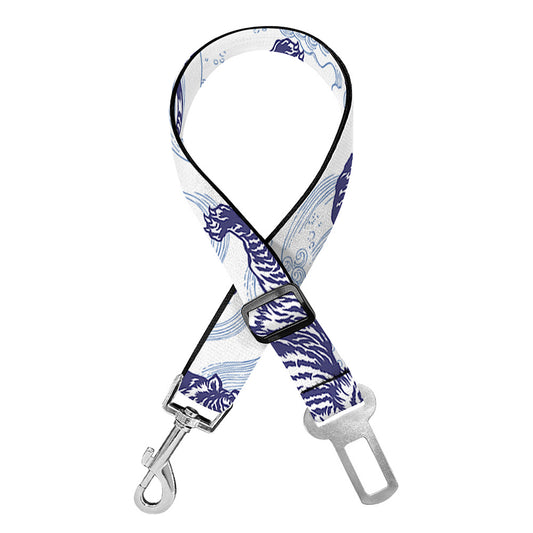 Japanese White Tiger Pattern Print Dog Seat Belt