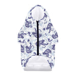 Japanese White Tiger Pattern Print Dog Zip Up Hoodie